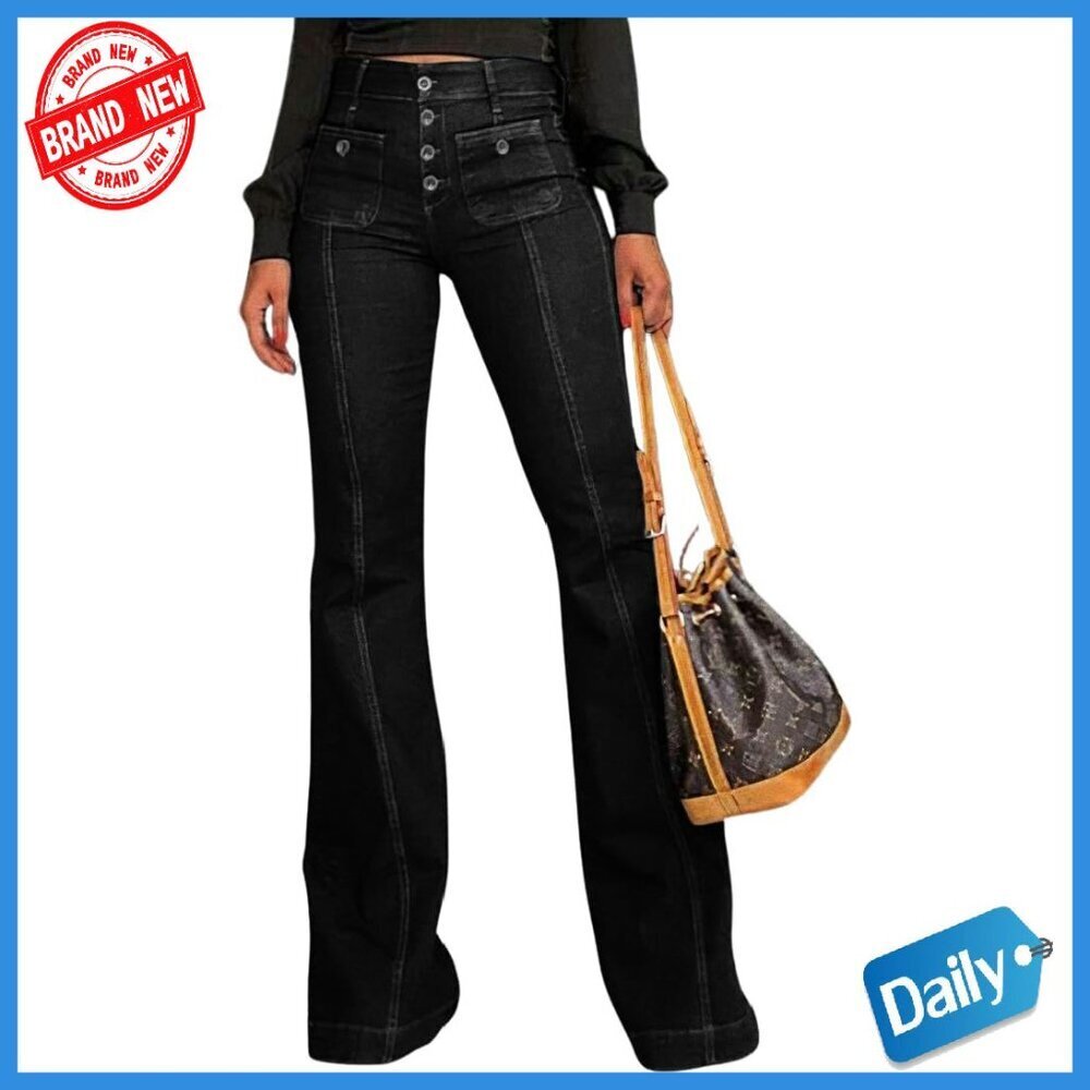 High Waist Flare Jeans Stretch Bootcut Vintage Bell Bottom Denim